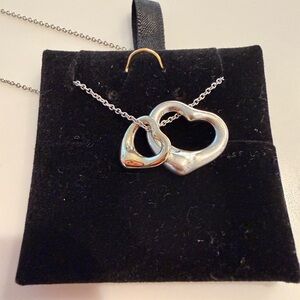 Tiffany and Co. Elsa Perretti  Double Heart Pendant Necklace Silver/Gold
